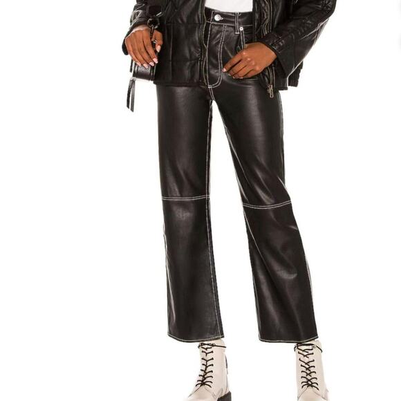 Free people we the free It Factor black faux leather cropped pants size 6 - Picture 1 of 7